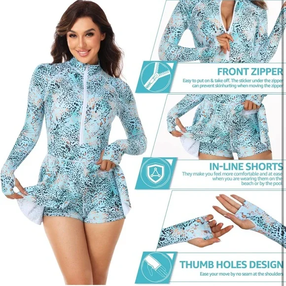 Long Sleeve Swimsuits UV UPF 50+ Swim - Picture 3 of 9